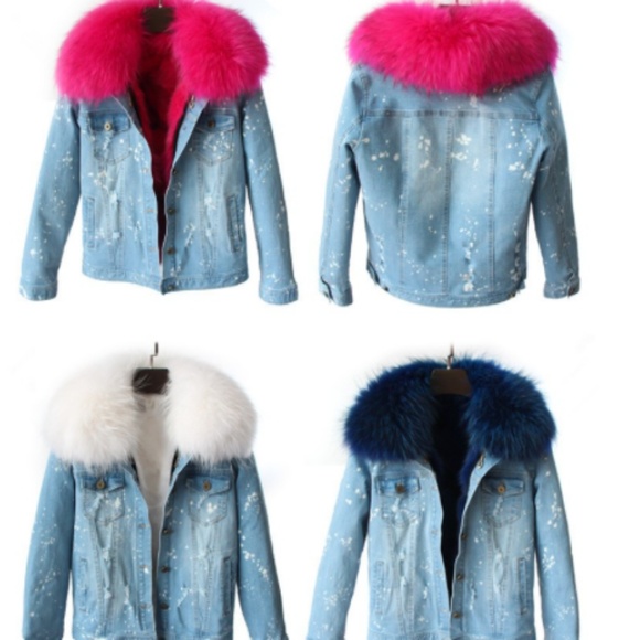 Jackets & Coats | Customs Made Fox Fur Hooded Denim Jacket | Poshmark